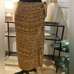 Rena Rowan Brown Patterned Tie-Waist Maxi Skirt